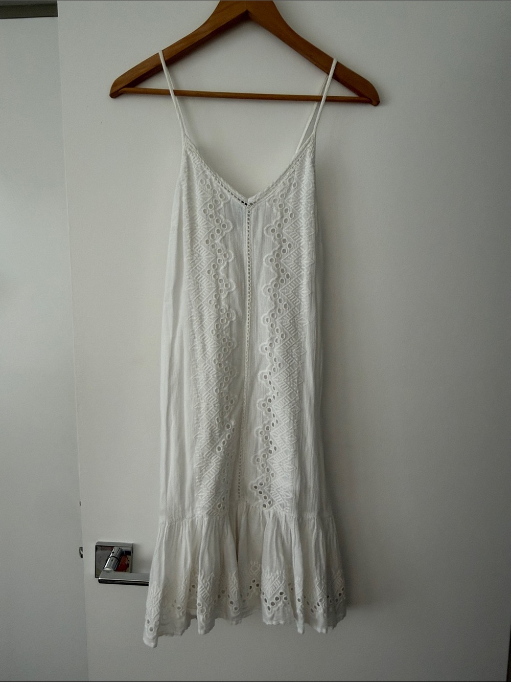 Cynthia Rowley 100% Cotton White Eyelet Midi Slip Dress